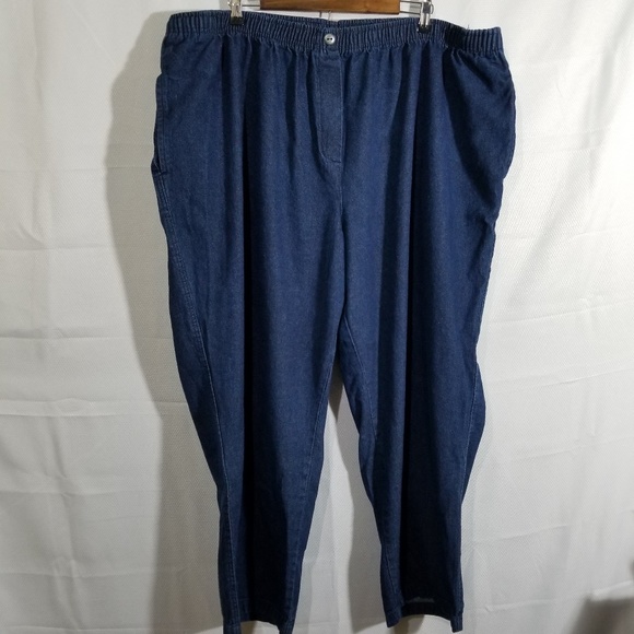 Woman Within 100% Thick Cotton Pull On Jeans 32W - Picture 1 of 8